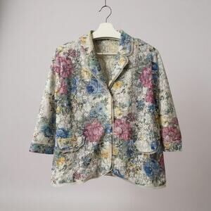Women’s Vintage CottageCore Lace Floral Sheer Blazer XL